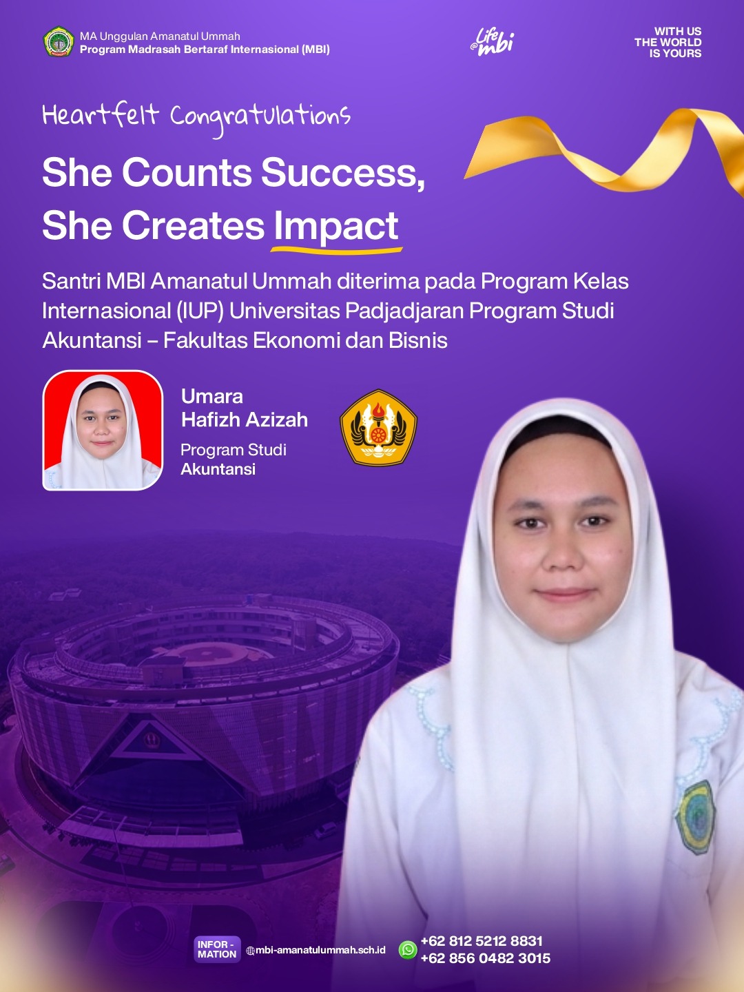 She Leads, She Achieves: Umara Hafizh Azizah Santri MBI Amanatul Ummah Tembus IUP Akuntansi UNPAD