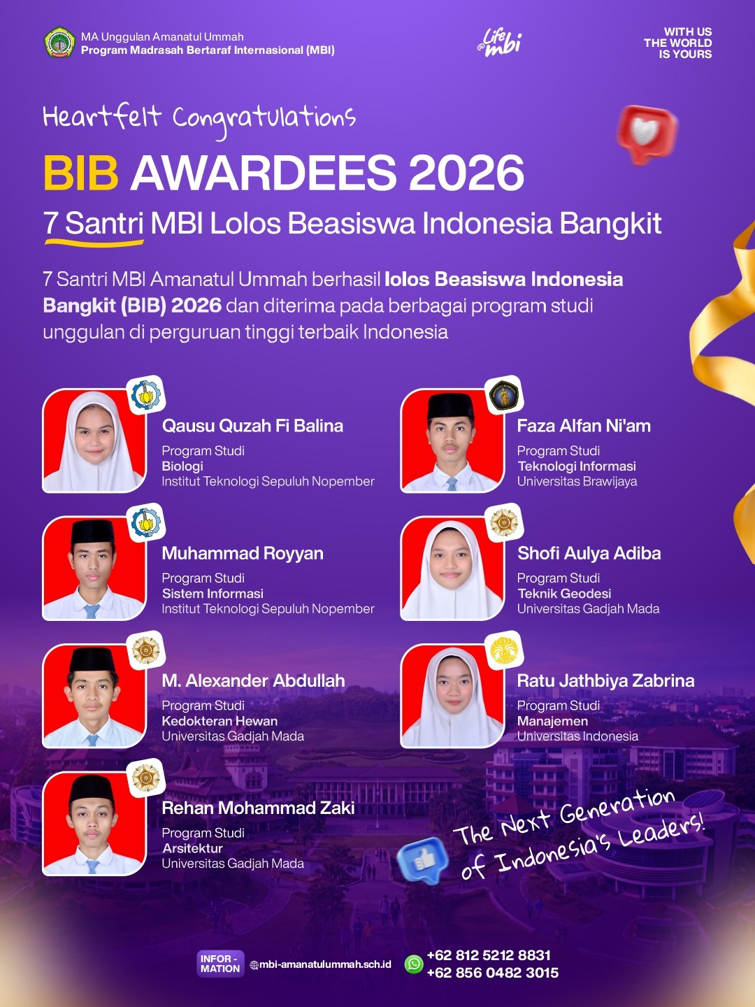 Cetak Generasi Unggul: 7 Santri MBI Amanatul Ummah Tembus Beasiswa Indonesia Bangkit (BIB) 2026 di PTN Ternama
