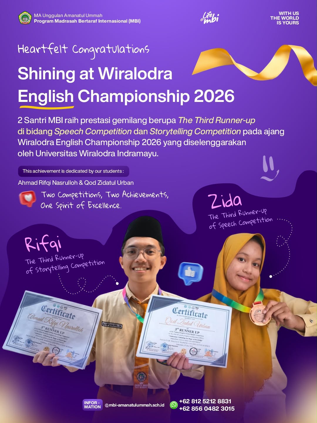 Rentetan Prestasi Gemilang Santri MBI Amanatul Ummah di Ajang Bahasa dan Inovasi Sains Internasional