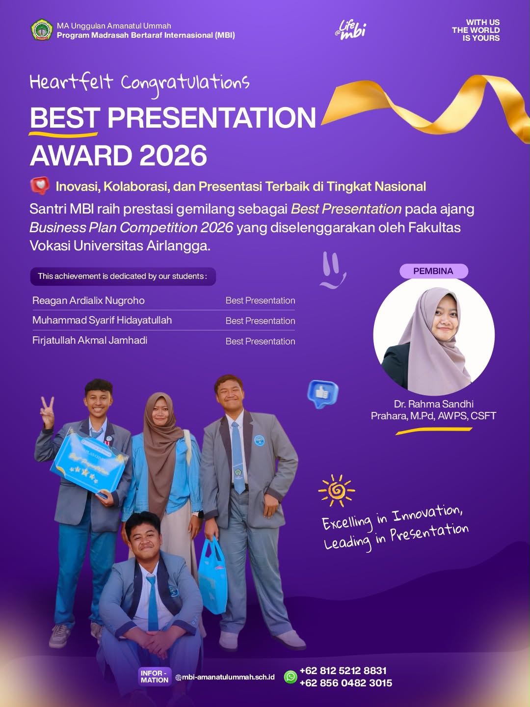 Prestasi Gemilang di Panggung Global, Santri MBI Amanatul Ummah Borong Juara Kompetisi Bisnis